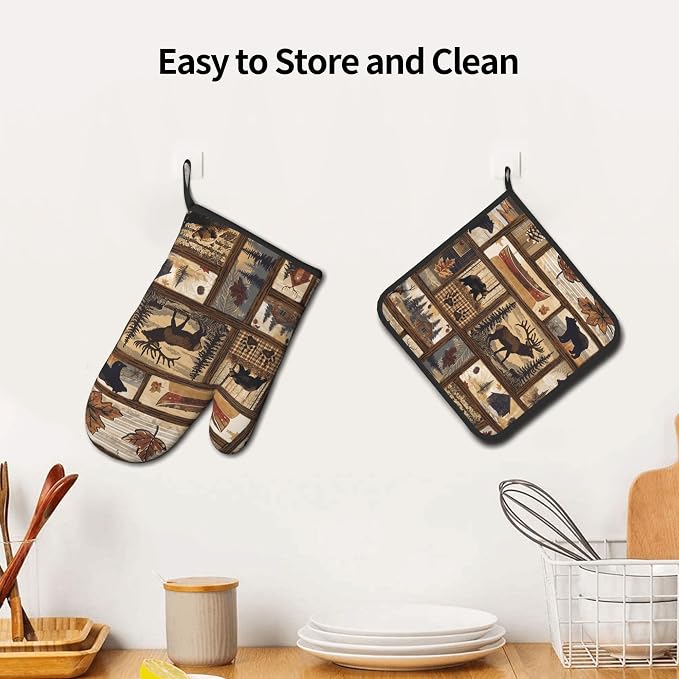 Rustic Lodge Pot Holders and Oven Mitts - Image 6