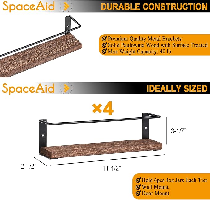 SpaceAid Spice Rack Organizer for Cabinet Door or Wall Mount - Image 6
