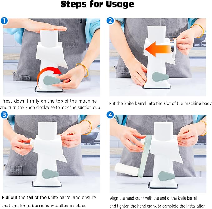 Dachenus Cheese Grater Rotary Cheese Grater, Versatile Cheese Shredder - Image 4