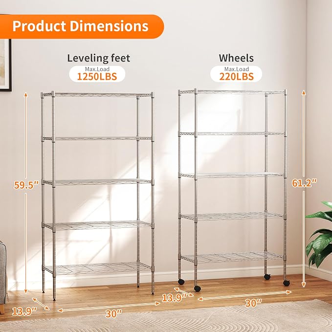 BestOffice | 5-Tier Wire Storage Shelves - Image 3