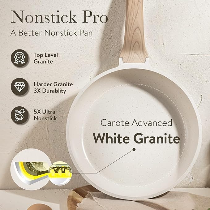 CAROTE Non Stick Frying Pan Skillet, Omelet Pan, Healthy Non Toxic Granite Chef - Image 4