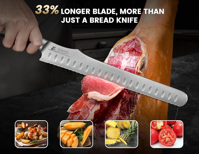 CoquusAid Bread Knife for Homemade Bread, 9 Inch Multifunction Serrated Knife - Image 3