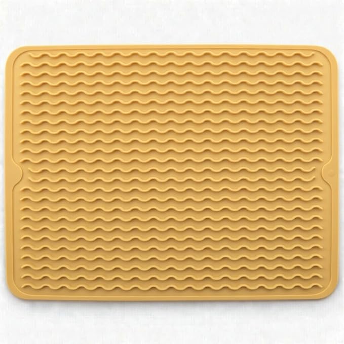 Silicone Drying Mat 16 × 12 – Yellow Tan Non-Slip Sink Mat by Unknown