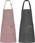 NLUS 2 Pack Kitchen Cooking Aprons, Adjustable Bib Soft Chef Apron by NLUS