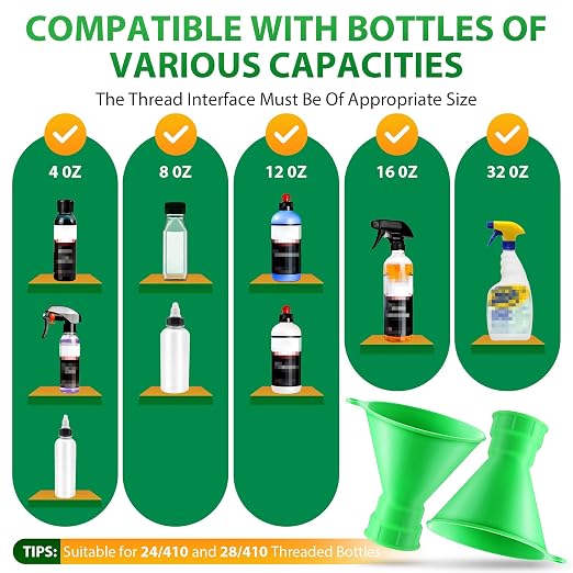 Threaded Funnel Easy Fill Funnel, Twist On Empty Spray Bottle Refill Adapter Fit - Image 7