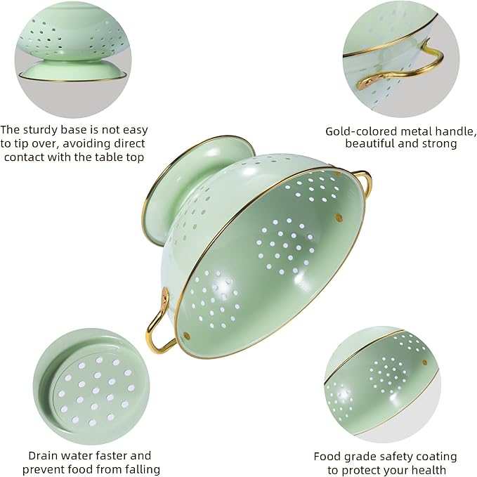 Metal Colander Set of 3, Strainer Basket - Image 5