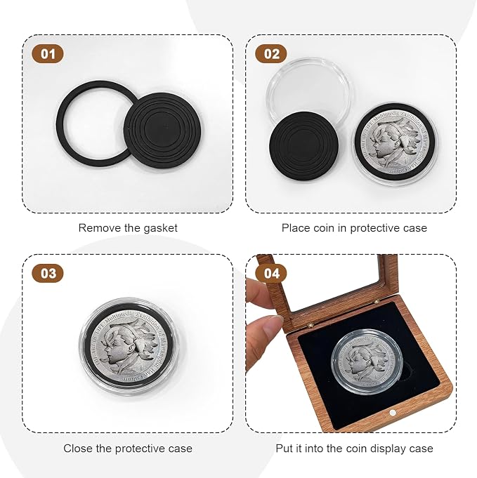 Silver Dollar Coin Holder – Single Coin Display Case Wooden Storage Box - Image 5
