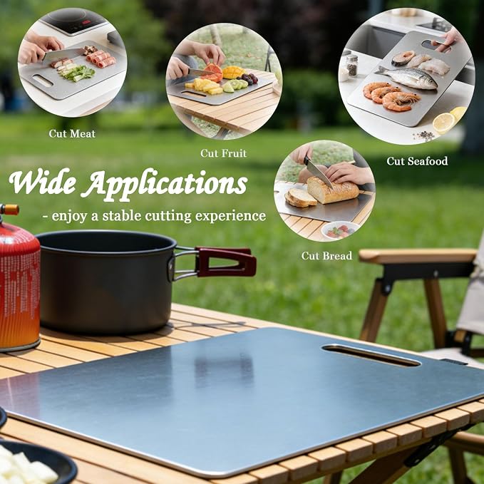 100% Pure Titanium Cutting Board Set of 3, Double-Sided Titanium Cutting Boards - Image 3