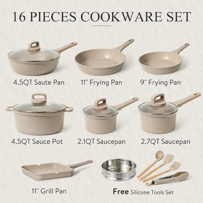 CAROTE Pots and Pans Set Non Stick, Stackable Induction Cookware, Pot and Pan - Image 2