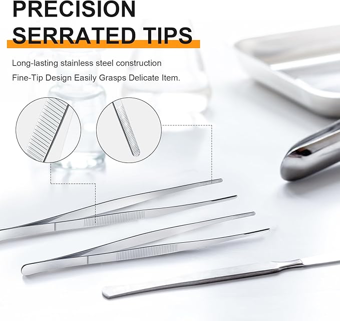 Yaomiao 4 Packs 12 Inch Bar Tweezers Silver Cocktail Tongs Long Garnish - Image 3