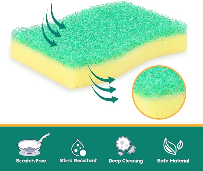LAUNDRYLUX Scrub Sponge, 4 Pack Dual-Sided Temperature-Responsive Scrubber - Image 4