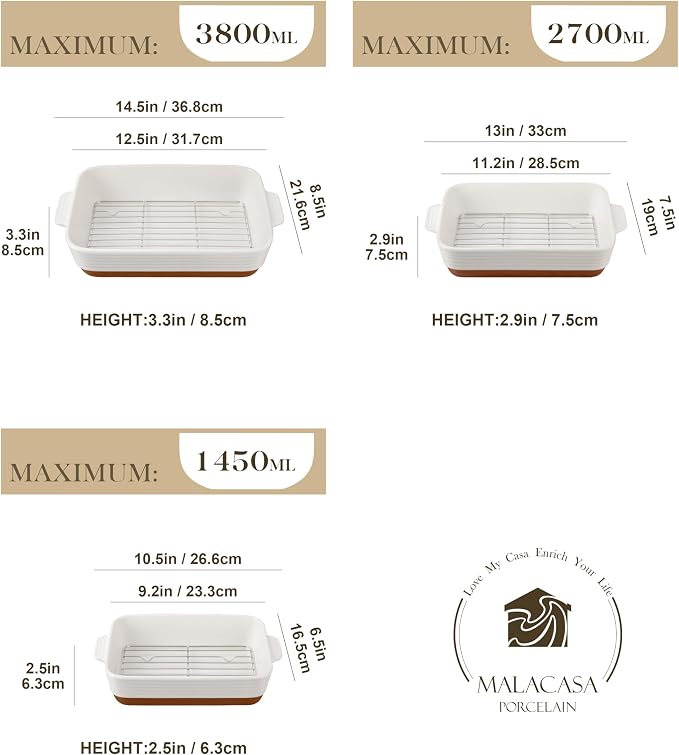 MALACASA Casserole Dishes for Oven - Image 2
