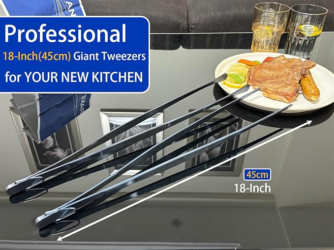 JETKONG 2 Pcs 18 Inch Stainless Steel Grill Tongs Heavy Duty Giant Tweezer Tongs - Image 4
