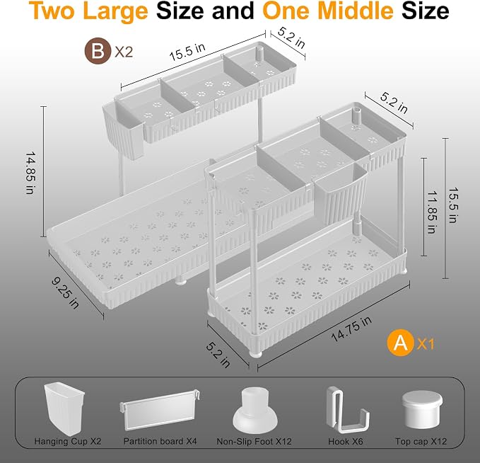 Sevenblue 3 Pack Multi-Purpose Under Sink Organizers and Storage, 2026 L-Shaped - Image 6