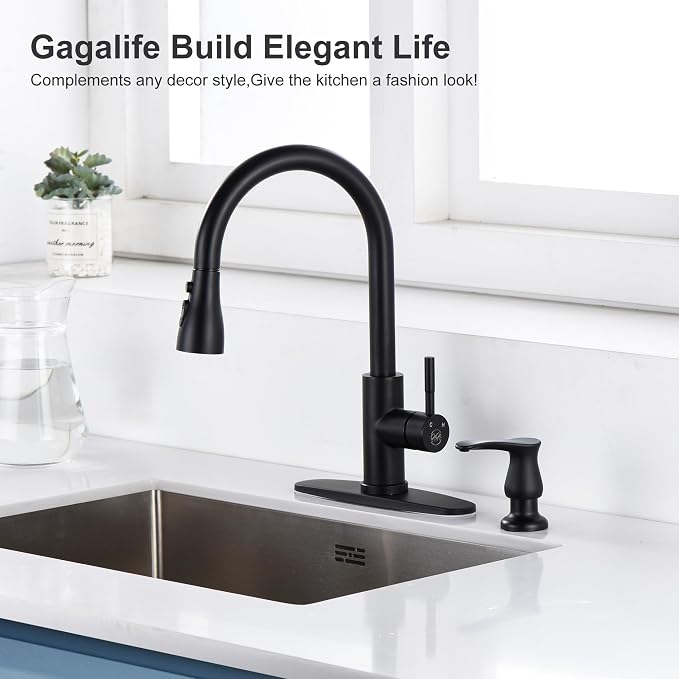 GAGALIFE Sink Soap Dispenser Matte Black, Built in Soap Dispenser - Image 2