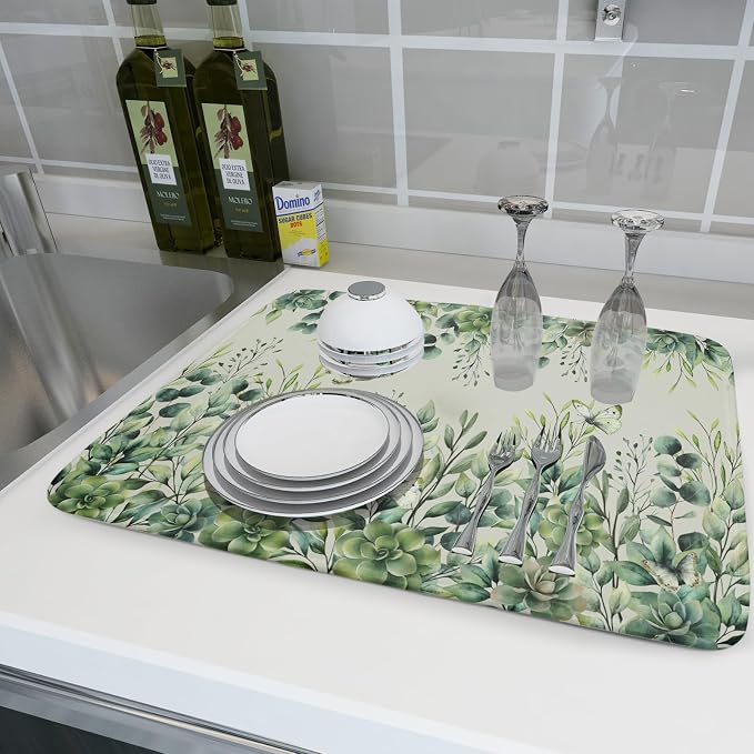 Giwawa Spring Summer Leaf Dish Drying Mat - Image 6