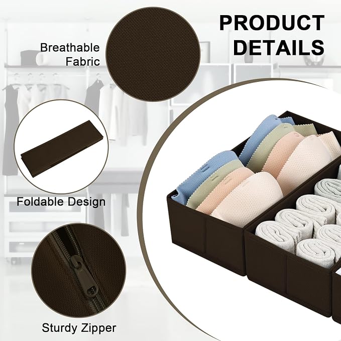 DIMJ Drawer Organizer Clothes, Underwear Drawer Organizer, Fabric Drawer - Image 2