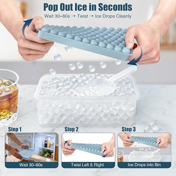 WIBIMEN Mini Ice Cube Trays, 0.55” Tiny Pebble Ice - Image 2