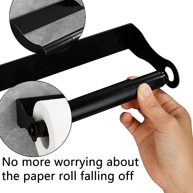 Paper Towel Holder, Self-Adhesive Kitchen Roll Rack, Heavy-Duty Organization - Image 5