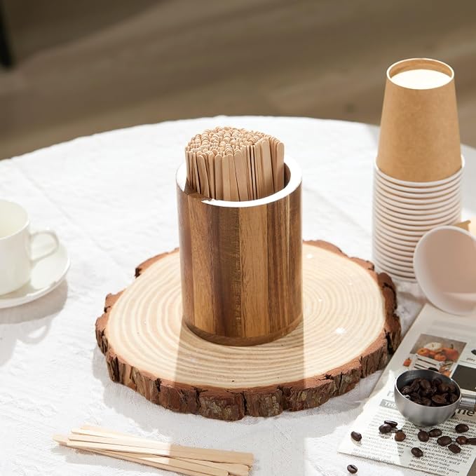Acacia Wood Coffee Stirrer Holder Set - Image 8
