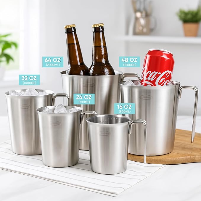 Newness 3-Pack Stainless Steel Measuring Cups Set, Metal Measuring Cup - Image 8