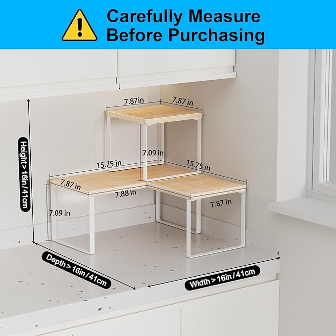 Golener Countertop Organizer Corner Shelf, 2 Tier Adjustable Stackable Corner - Image 3