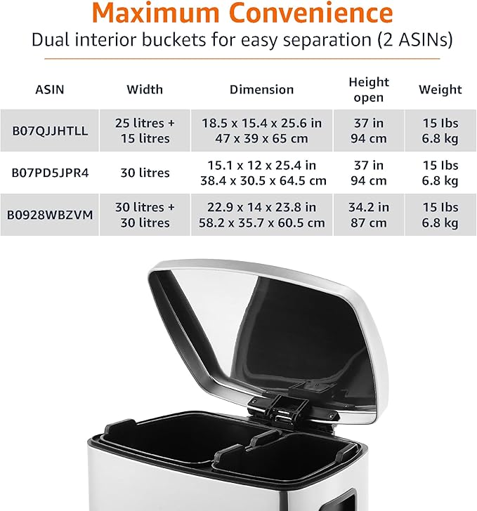 Amazon Basics Dual Compartment Recycling Trash Can - Image 5