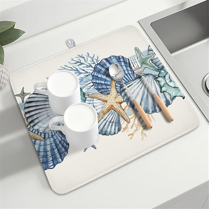 Summer Sea Shell Drying Mat 18x16 Inch, Starfish Drying Mat - Image 8