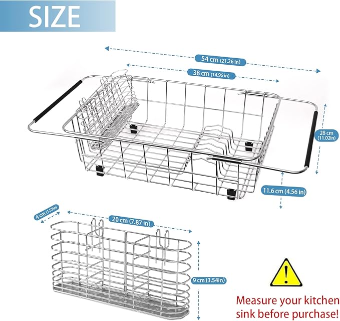 304 Stainless Steel Drying Rack, Expandable, Adjustable Inside The Sink - Image 3