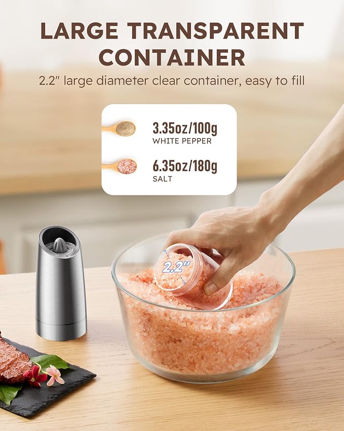 Sangcon Gravity Electric Pepper and Salt Grinder Mill Set Automatic Shakers - Image 7