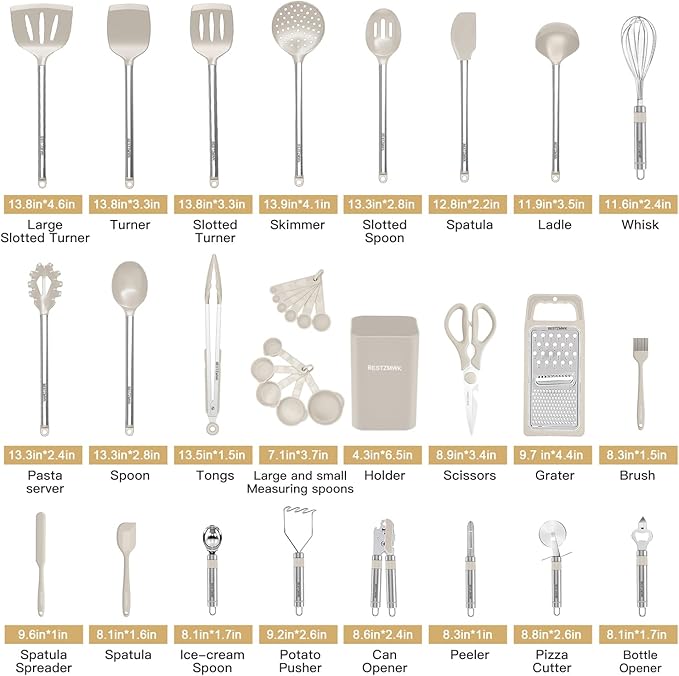 Kitchen Utensil Set-Silicone Cooking Utensils-33 Kitchen Gadgets & Spoons - Image 2