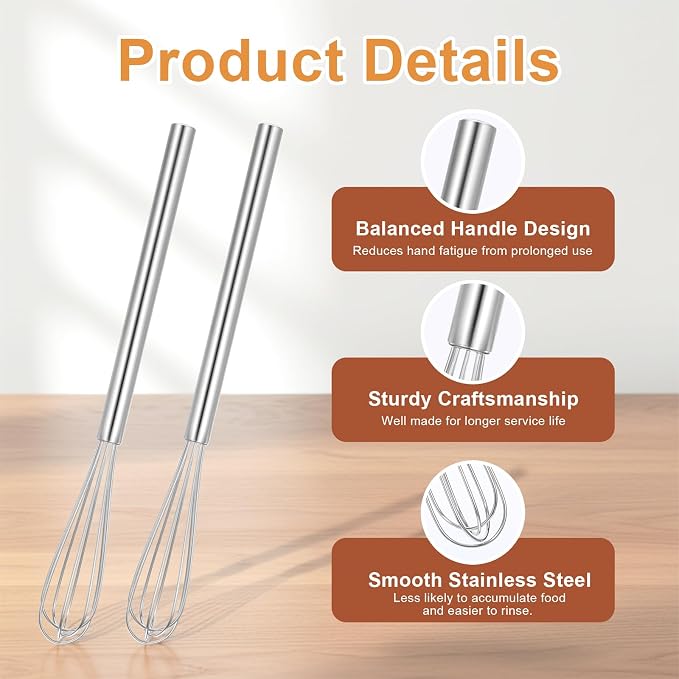 Ptwola 2 Pack Mini Whisk Small Whisks - Image 3