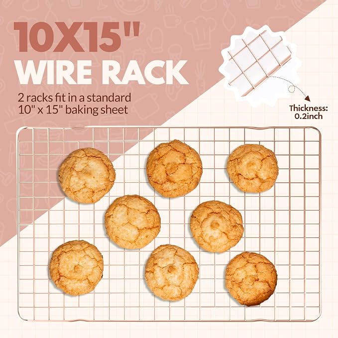 2 PCS Cooling Racks for Cooking and Baking, 15x10 Inches Stainless Steel - Image 2