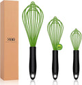 OYV Dishwasher Safe Green Silicone Whisk, Sealed Waterproof Design Set of 3 by OYV