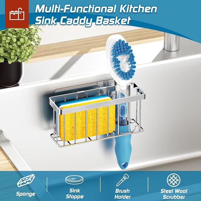 MURLONG Sponge Holder for Kitchen Sink, Sink Caddy Organizer - Image 5