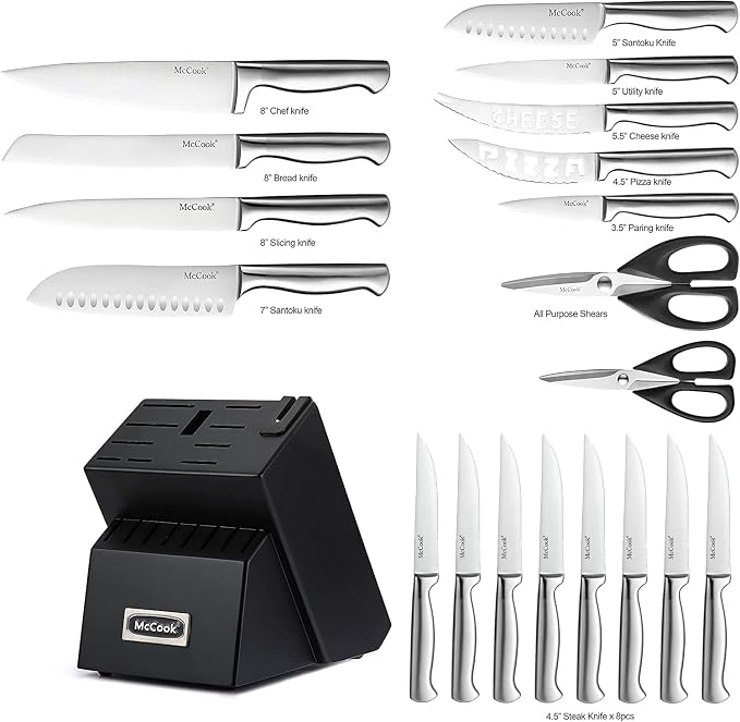 McCook® Knife Sets, German Stainless Steel Kitchen Knives Block Set - Image 2