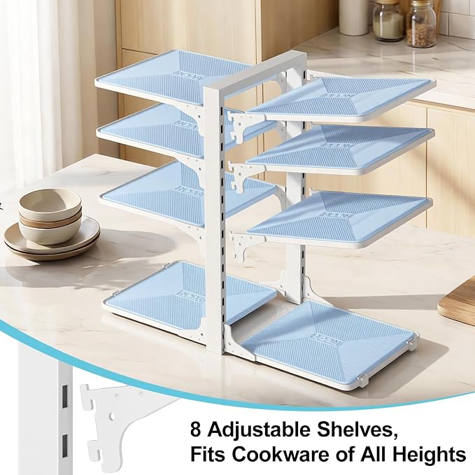 LAMU Pots and Pans Organizer under Cabinet, 8 Tier Heavy Duty Pan Organizers - Image 4