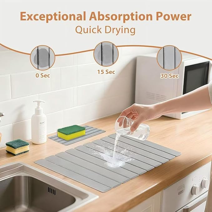 2 PCS Large Stone Dish Drying Mat - Image 3