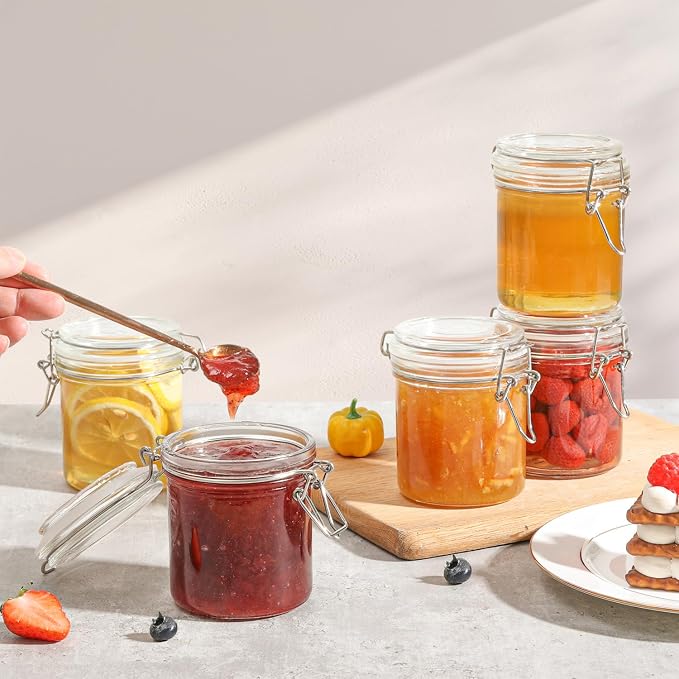 ComSaf 8oz Glass Jars with Airtight Lids, Cylindrical Jelly & Spice Jars - Image 6