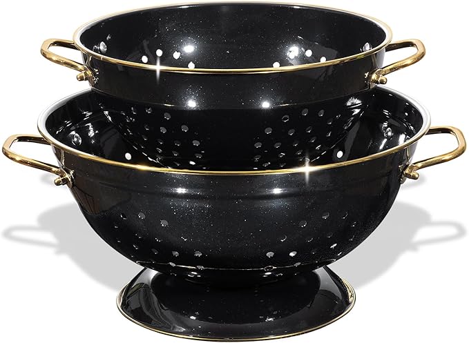 Metal Colander 2 Pack, 3.5 Quart Powder Coated Self-draining Solid Ring Base by Unknown