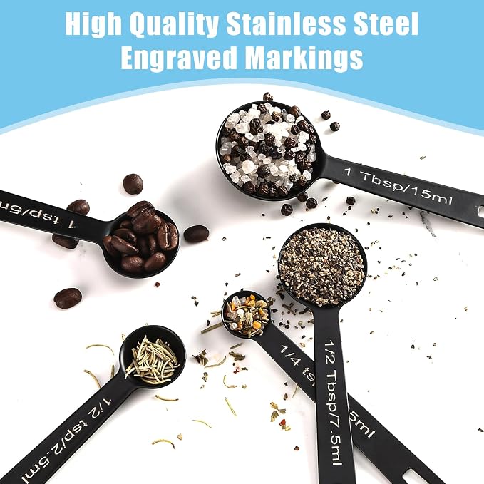 Stainless Steel Measuring Spoons Set of 5, Metal Measuring Cups - Image 2