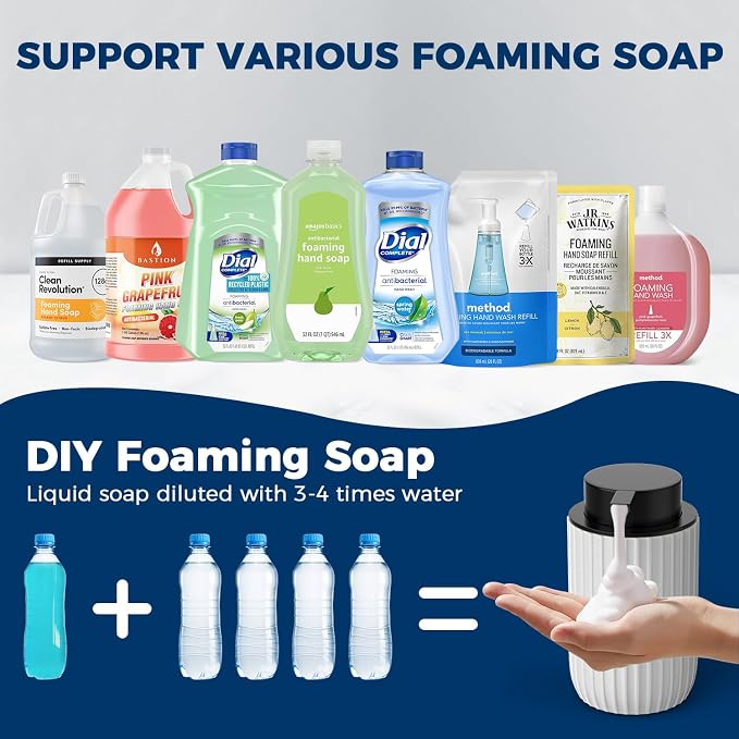 Ceramic Foaming Hand Soap Dispenser 2Pack，12 oz Bathroom Soap Dispensers， - Image 4