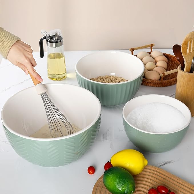 HAPPY KIT Ceramic Mixing Bowls Set, Serving Bowls Set - Image 3