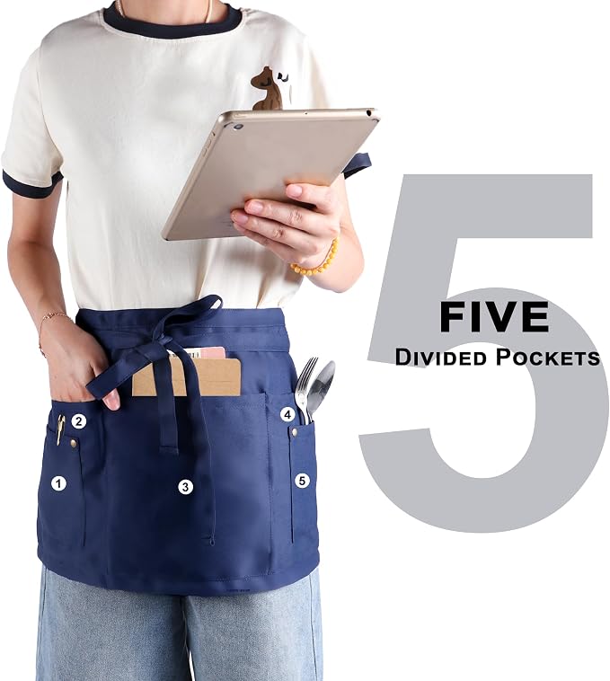 Server Apron with 5 Pockets - Image 3