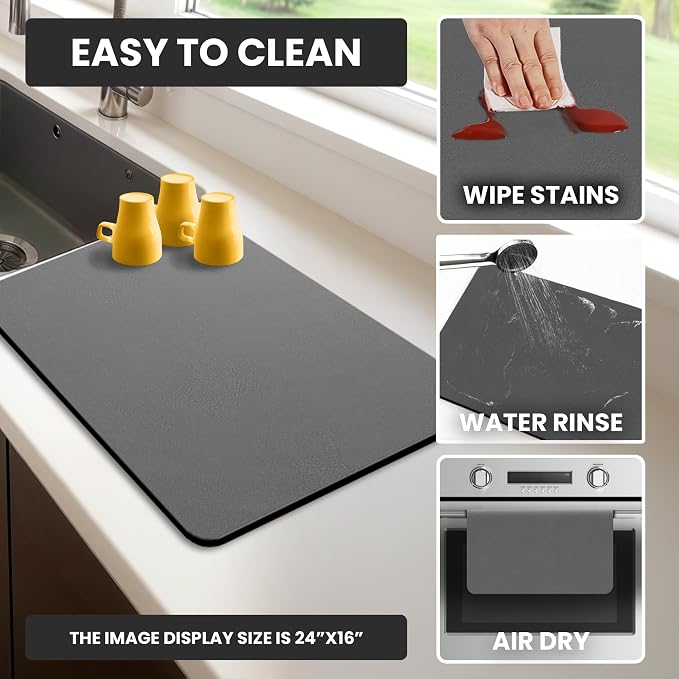Dish Drying Mat Super Absorbent – 17" x 31" Coffee Mat - Image 7