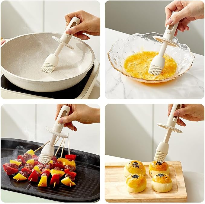 Retractable Oil Brush Dispenser, 2-in-1 Glass Olive Oil Bottle - Image 4