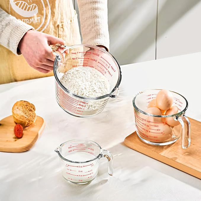 KOMUEE 4 Piece Glass Measuring Cups Set, 5 Oz, 4-Cup Liquid Measuring Cups - Image 6
