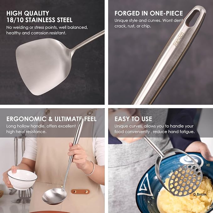 18/10 Stainless Steel Kitchen Utensils Set - Image 4