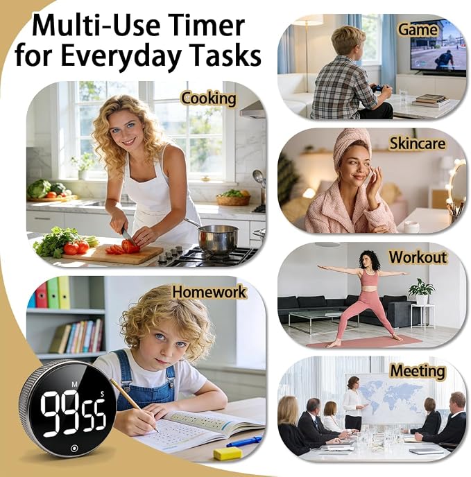 Sportsvoutdoors Rotating Digital Kitchen Timer, Large Display Screen Timer - Image 6