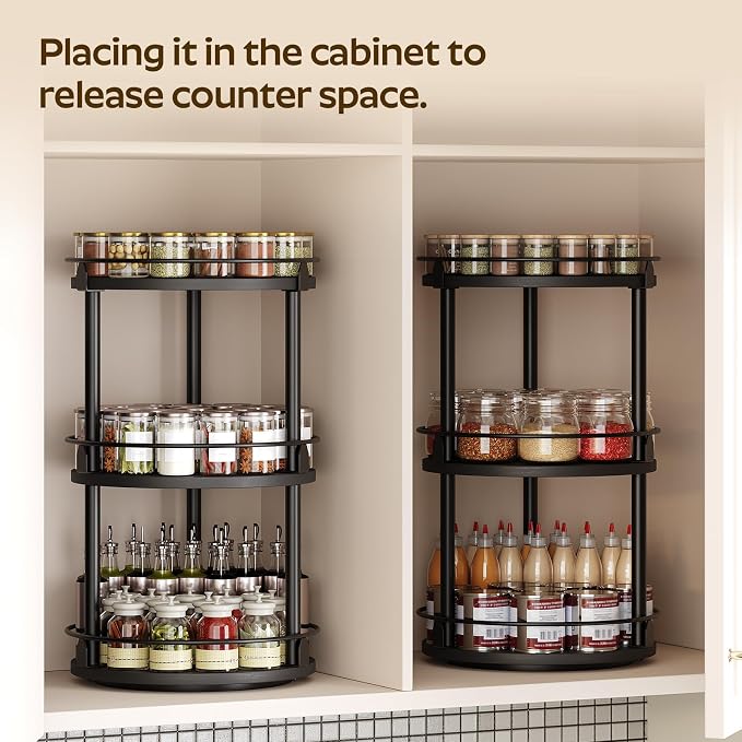 YATINEY 3-Tier Lazy Susan Organizer, Rotating Spice Rack, Spinning Organizer - Image 3